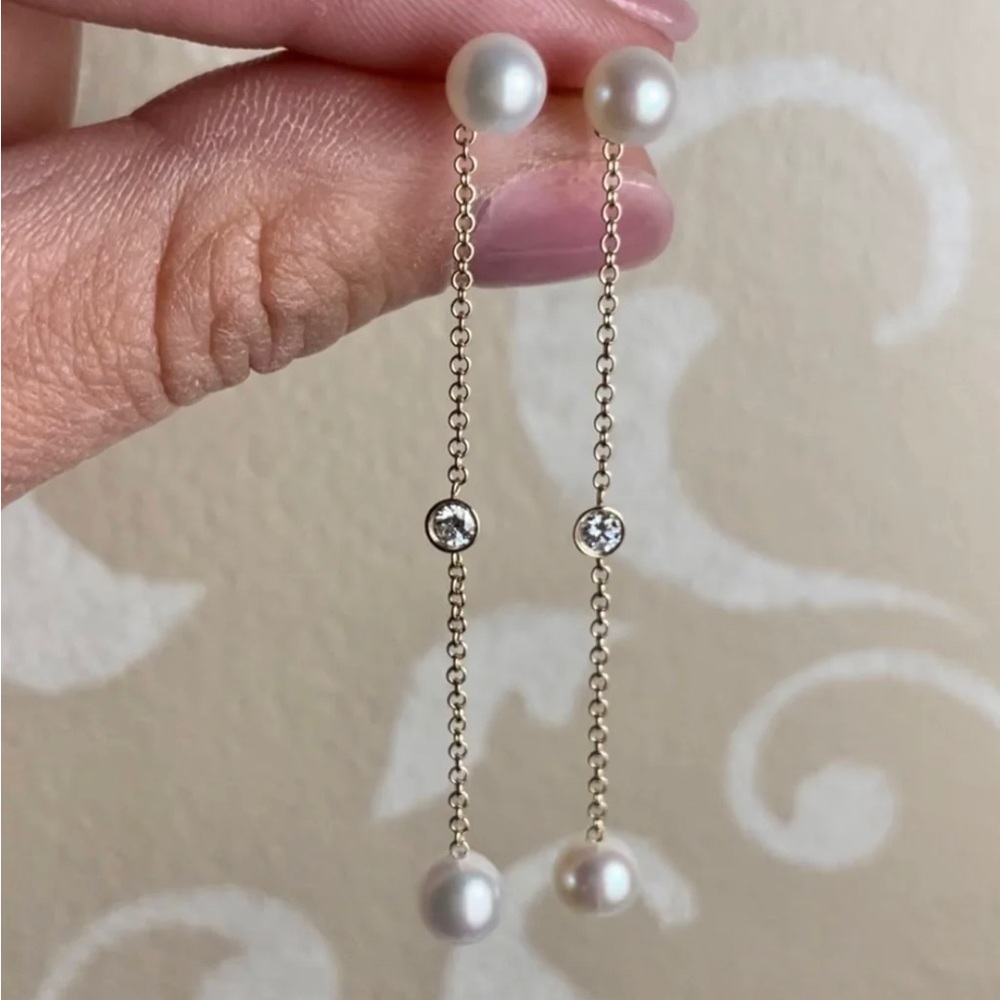 EFFY 14K Gold Pearl and Diamond Drop Earings
